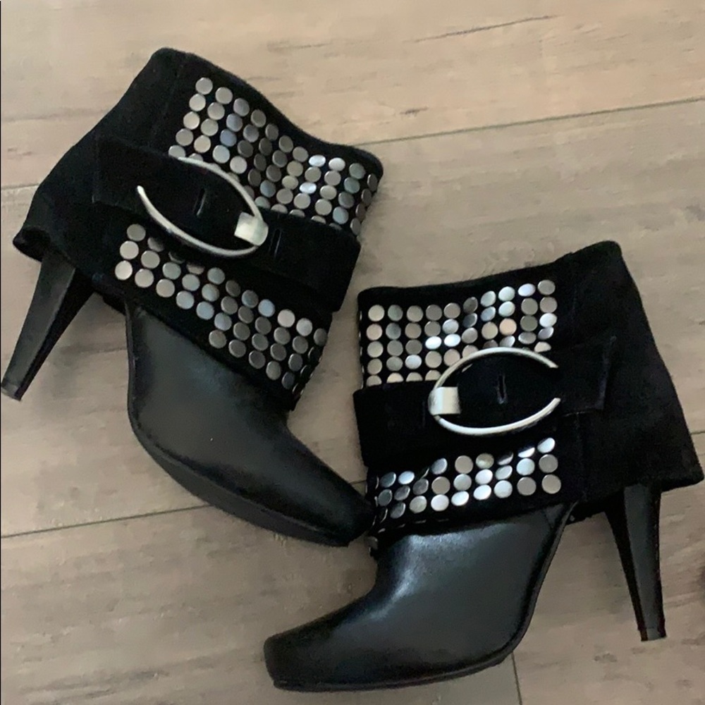 Black studded ankle booties